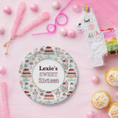 Gepersonaliseerde Sweet 16 Verjaardagspapier Bord (Feest)