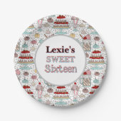 Gepersonaliseerde Sweet 16 Verjaardagspapier Bord (Voorkant)