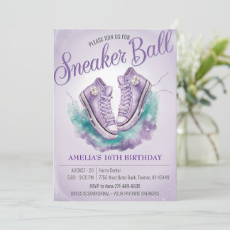 Gepersonaliseerde Sweet 16e Verjaardag Sneaker Bal Kaart