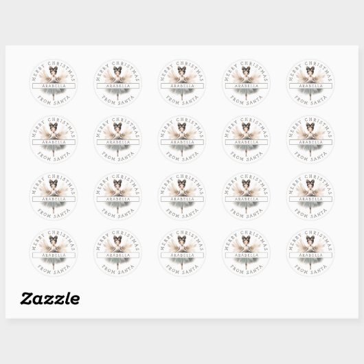 Gepersonaliseerde Sweet Ballerina Kerst sticker (Vel)