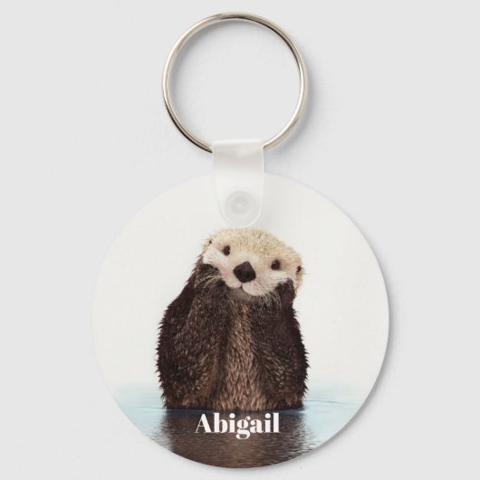 gepersonaliseerde Sweet Brown zee Otter Drawing Sleutelhanger (Voorkant)