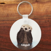 gepersonaliseerde Sweet Brown zee Otter Drawing Sleutelhanger (Achterkant)