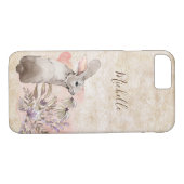 Gepersonaliseerde Sweet Bunny Rabbit en Flowers Case-Mate iPhone Case (Achterkant (Horizontaal))