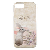 Gepersonaliseerde Sweet Bunny Rabbit en  Flowers Case-Mate iPhone Case (Achterkant)