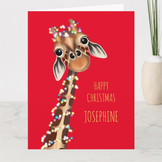 Gepersonaliseerde SWEET GIRAFFE Christmas Kaart (Voorkant)