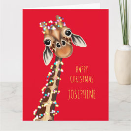 Gepersonaliseerde SWEET GIRAFFE Christmas Kaart