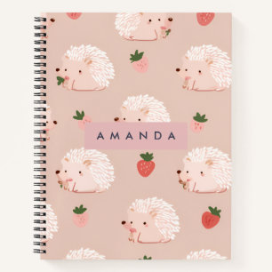 Gepersonaliseerde Sweet Hedgehog & Strawberry Patt Notitieboek