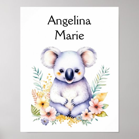 Gepersonaliseerde Sweet Koala Beer Baby kwekerij k Poster (Voorkant)