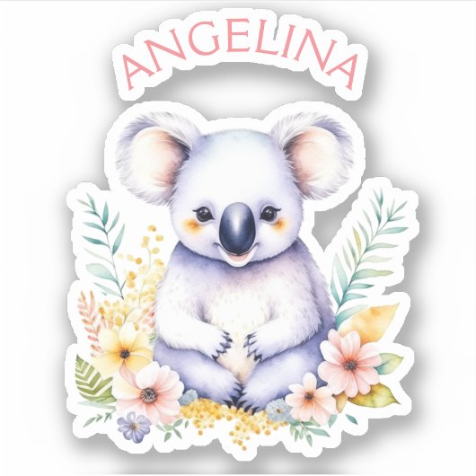 Gepersonaliseerde Sweet Koala Beer Baby kwekerij k Sticker (Voorkant)