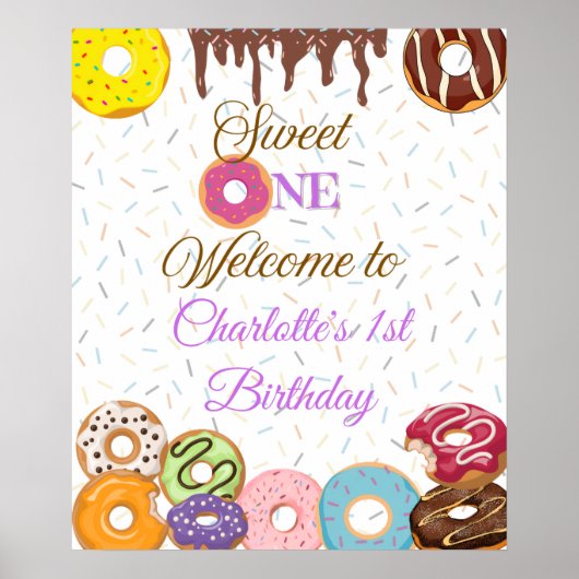Gepersonaliseerde Sweet One First Birthday Welkom  Poster (Voorkant)