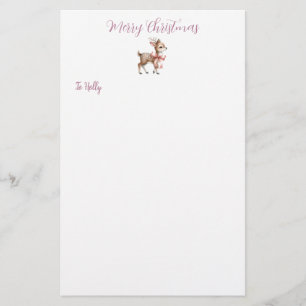 Gepersonaliseerde Sweet Reindeer Kerstmis Statione Briefpapier