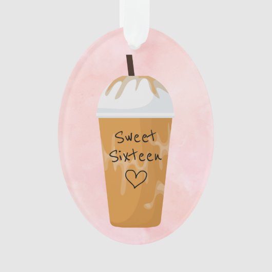Gepersonaliseerde Sweet Sixteen i-ced koffie kerst Ornament (voorkant)
