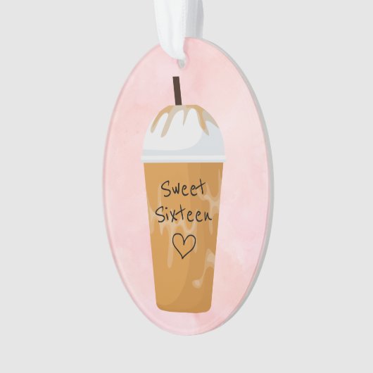 Gepersonaliseerde Sweet Sixteen i-ced koffie kerst Ornament (voorkant)