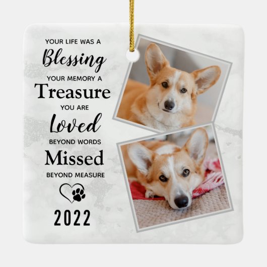 Gepersonaliseerde sympathie voor het eten Dog Memo Keramisch Ornament (Achterkant)