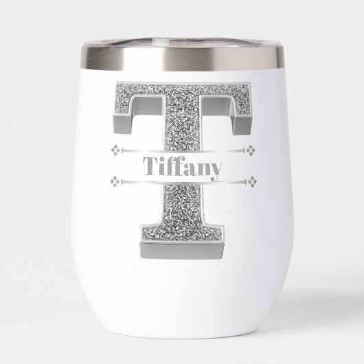 Gepersonaliseerde T-Initiaal Silver Monogram Jouw  (Achterkant)