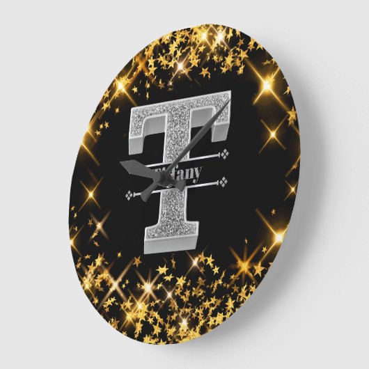 Gepersonaliseerde T-Initiaal Silver Monogram Jouw  Grote Klok (Hoek)