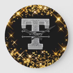 Gepersonaliseerde T-Initiaal Silver Monogram Jouw  Grote Klok
