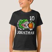 Gepersonaliseerde T-Rex Basketball 10e verjaardag  T-shirt (Voorkant)