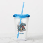 Gepersonaliseerde T-Rex Dinosaur Acryl Drinkbeker (Achterkant)