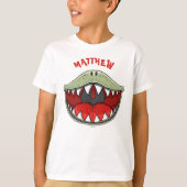 Gepersonaliseerde T-rex Dinosaur Green Mouth Kinde T-shirt (Voorkant)