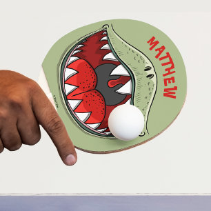 Gepersonaliseerde T-rex Dinosaur Mouth Kinder Cart Tafeltennisbatje