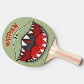 Gepersonaliseerde T-rex Dinosaur Mouth Kinder Cart Tafeltennisbatje (Zijkant)