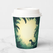 Gepersonaliseerde T-Rex Dinosaur Silhouette Papier Papieren Bekers (Achterkant)