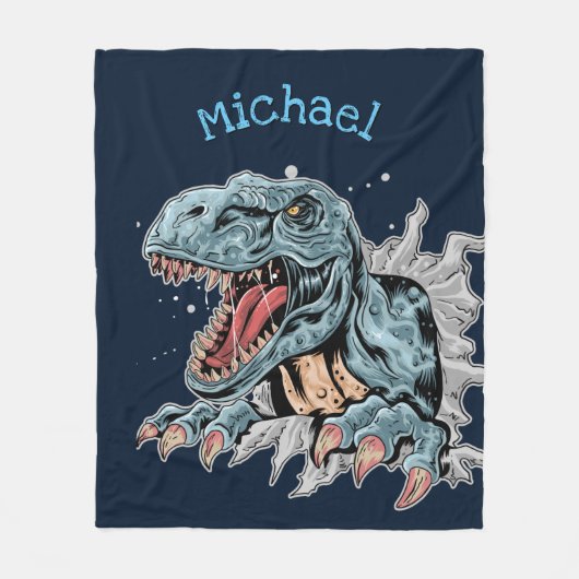 Gepersonaliseerde T-Rex dinosaurus fleece deken (Voorkant)