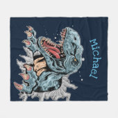 Gepersonaliseerde T-Rex dinosaurus fleece deken (Voorkant (Horizontaal))