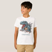 Gepersonaliseerde t-rex dinosaurus jongen verjaard t-shirt (Voorkant volledig)
