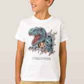 Gepersonaliseerde t-rex dinosaurus jongen verjaard t-shirt (Voorkant)