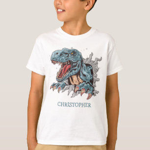 Gepersonaliseerde t-rex dinosaurus jongen verjaard t-shirt