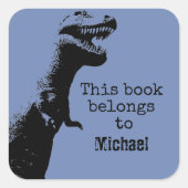 Gepersonaliseerde T-Rex Dit boek behoort tot Vierkante Sticker (Voorkant)