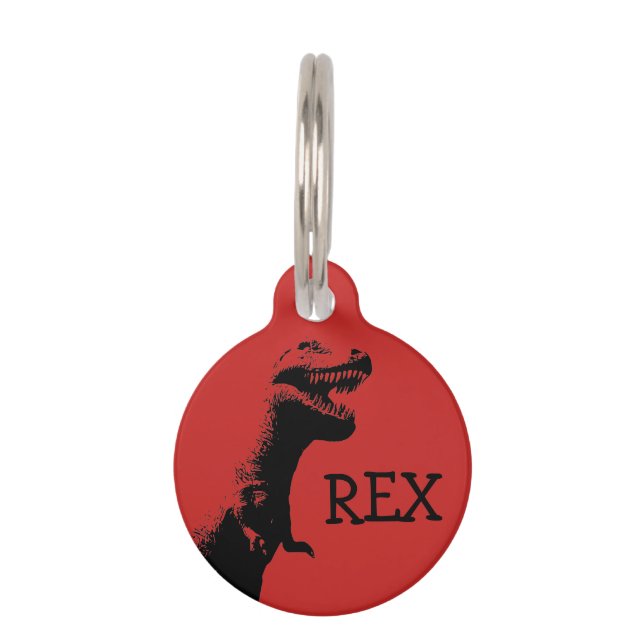 Gepersonaliseerde T-rex Huisdierpenning (Voorkant)