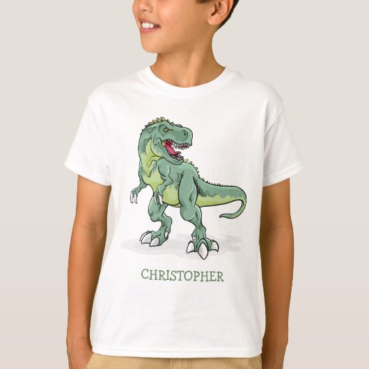 Gepersonaliseerde t-rex jongen verjaardagscadeaus  t-shirt (Voorkant)