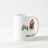 Gepersonaliseerde T-Rex Santa Claus Dinosaur Koffiemok (Voorkant rechts)