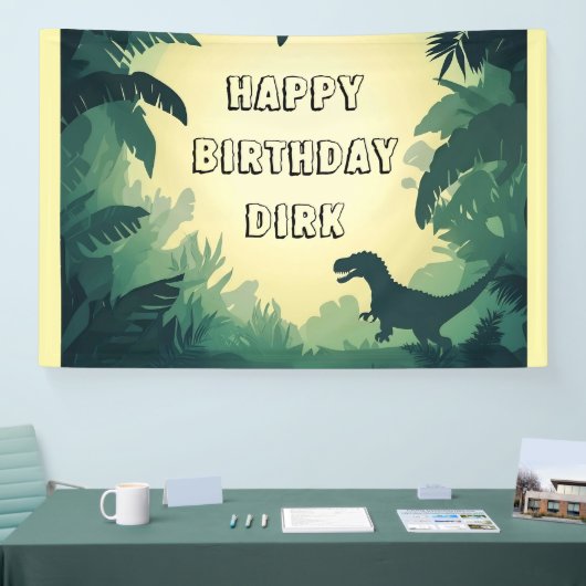 Gepersonaliseerde T-Rex Silhouette Banner (Beurs)