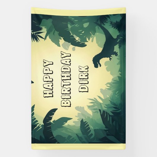Gepersonaliseerde T-Rex Silhouette Banner (Verticaal)