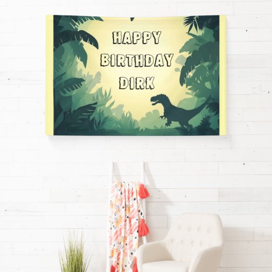 Gepersonaliseerde T-Rex Silhouette Banner (Insitu)
