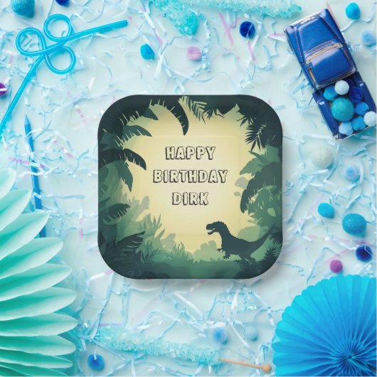 Gepersonaliseerde T-Rex Silhouette Papier Bord Gro (Feest)