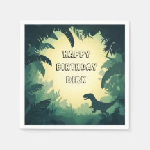 Gepersonaliseerde T-Rex Silhouette Papier servet