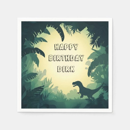 Gepersonaliseerde T-Rex Silhouette Papier servet (Voorkant)