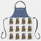 Gepersonaliseerde Tabby Cat Flower All-Over Print  Schort (Voorkant)