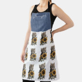 Gepersonaliseerde Tabby Cat Flower All-Over Print Schort (Insitu)