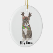 Gepersonaliseerde Tabby Cat (grijs) gewei & boog S Keramisch Ornament (Rechts)