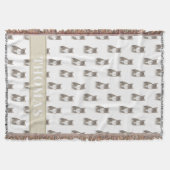 Gepersonaliseerde Tabby Cat (grijs) Tan & Wit Deken (Voorkant)