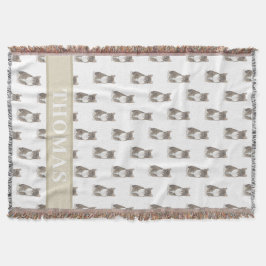 Gepersonaliseerde Tabby Cat (grijs) Tan & Wit Deken