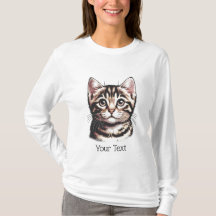 Gepersonaliseerde Tabby Face T-shirt met lange mou