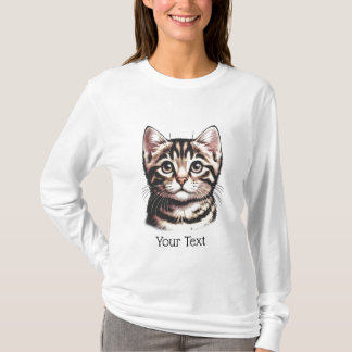 Gepersonaliseerde Tabby Face T-shirt met lange mou