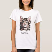 Gepersonaliseerde Tabby Face Vrouwen T-shirt (Voorkant)
